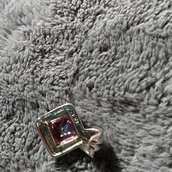 Silver earrings with sparkly pink CZ stones. - Picture 3 of 6